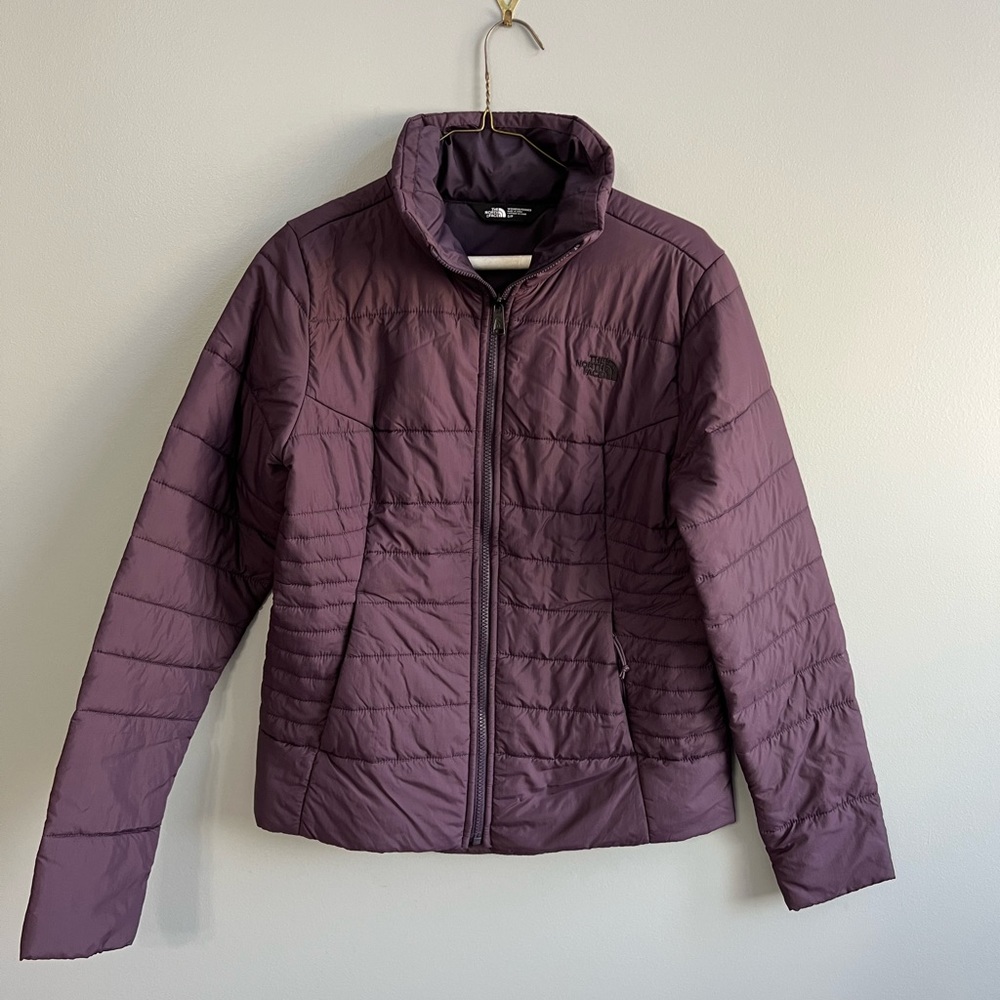 Womens purple north face puffer jacket